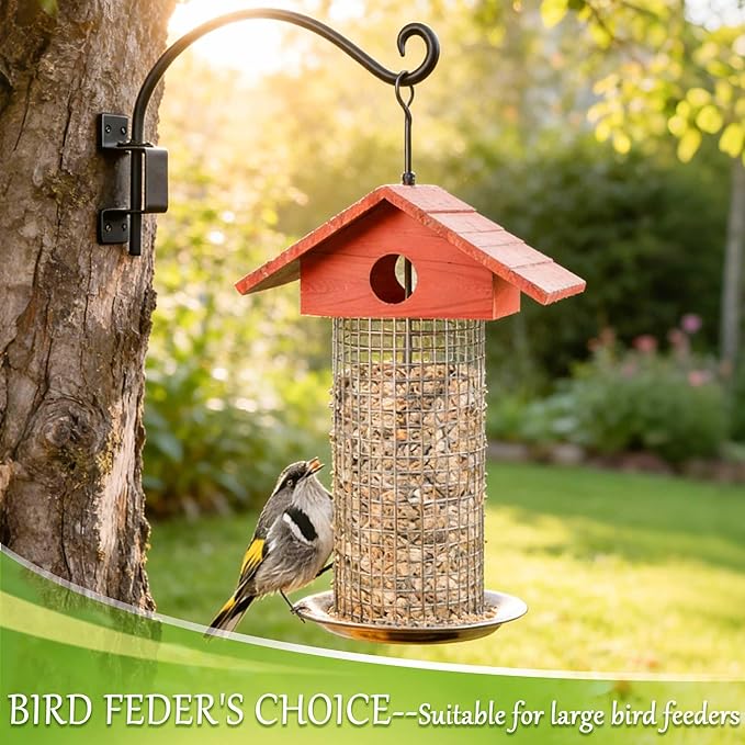 Lifyzoon Swivel Bird Feeder Hanger Hook: 12-Inch Swivel Hanging Plant Bracket for Outdoor, 25lbs Weight Capacity - Heavy Duty Black Iron Bird Feeder Hangers for Flowers Baskets, Wind Chimes, Birdhouse