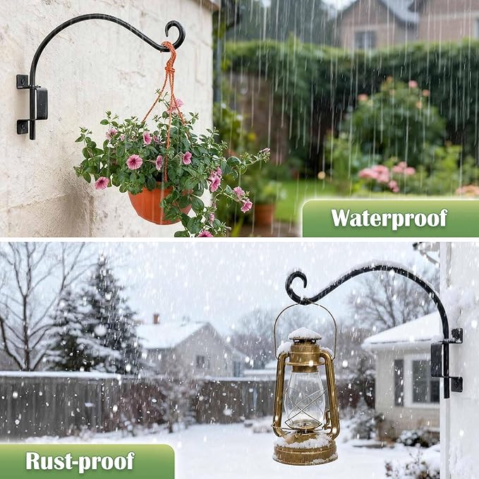 Lifyzoon Swivel Bird Feeder Hanger for Outside - 2Packs 16-Inch Swivel Plant Hooks for Outdoor, 30lbs Weight Capacity - Weather-Resistant Wall Hook for Wind Chimes, Flower Basket, Birdhouse