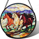 DASTOLL Stained Glass Window Hanging, Colorful Landscape Running Horse Suncatcher for Doors Window Home Sun Catchers Decoration Mother's Day Birthday Gifts for Women, Men, and Mom 11.8x11.8 in