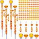 Exway 100 PCS DIY Fairy Wand Beaded Garden Stake Beads Kits with Orange Large Hole Beads 4 Crystal Stopper Top Threaded Rods and 4 Orange Sparkling Crystal Pendants for Outdoor Indoor Decor