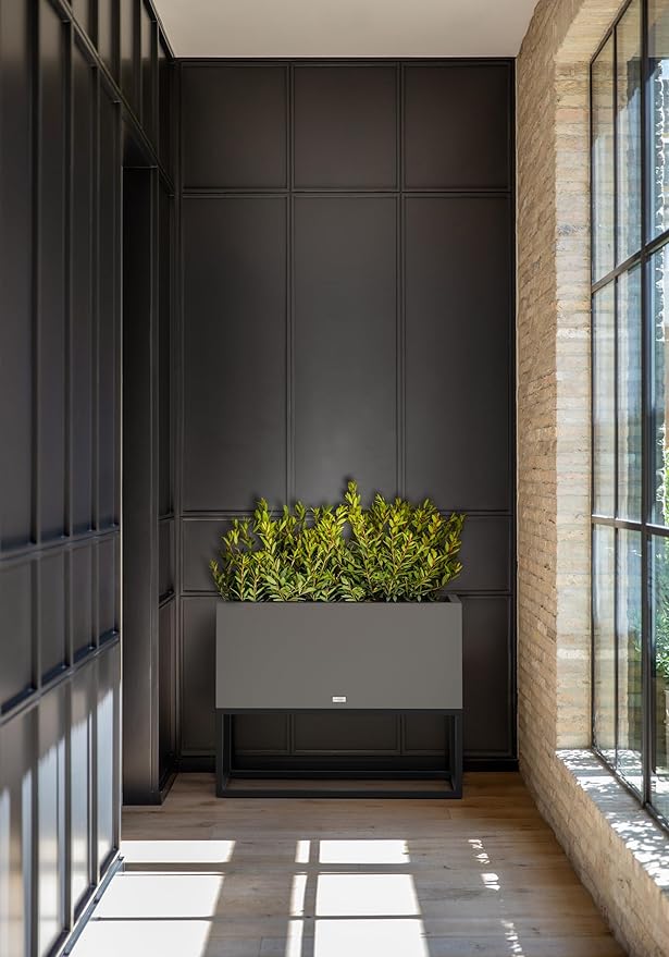 Veradek Block Series Raised Long Box Planter for Patio & Garden | Durable All-Weather Use with Aluminum Stand | Modern Décor for Herbs, Flowers