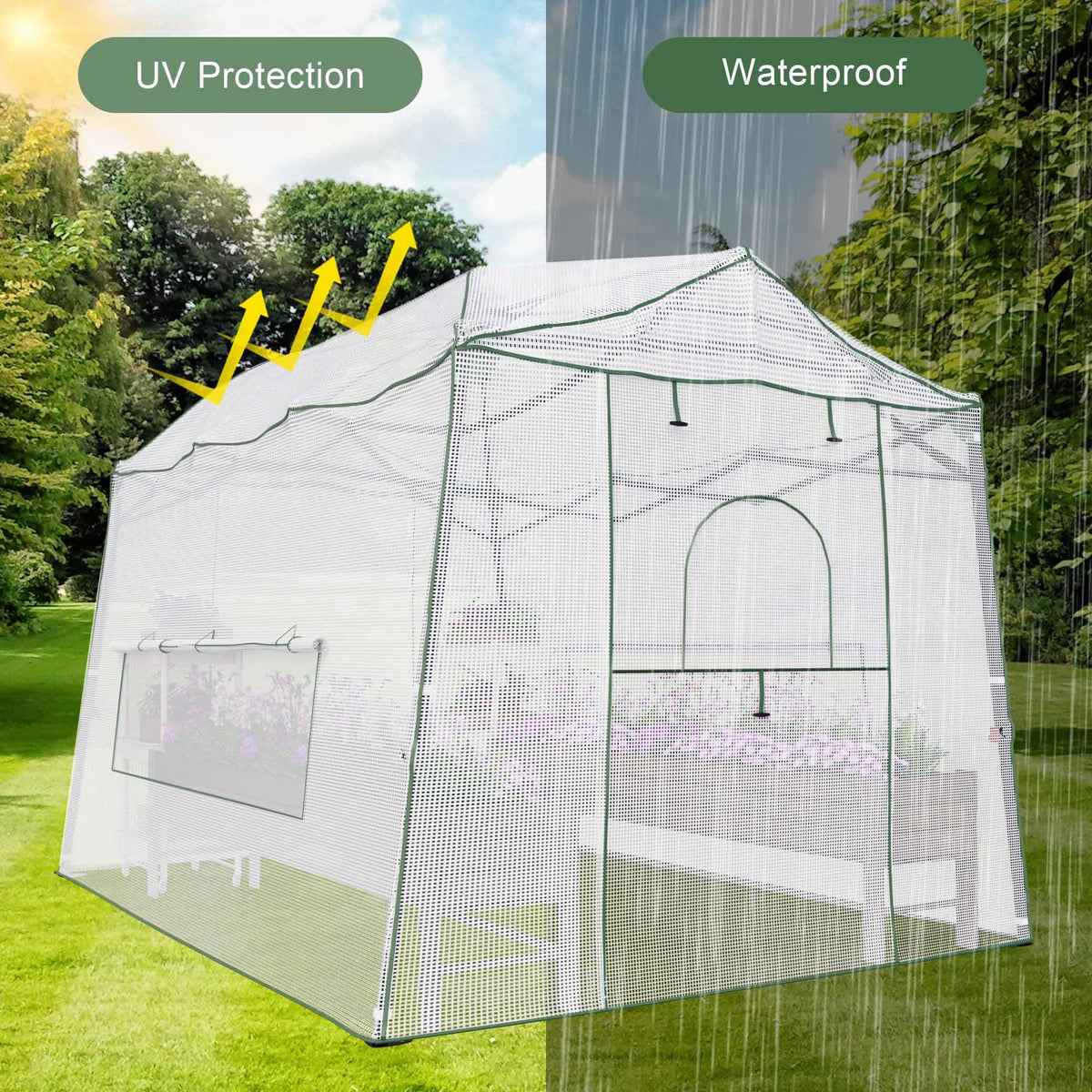 8.5 x 7 ft Pop-up Greenhouse, Walk-in Green House for Indoor Outdoor