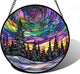 Stained Glass Window Hanging, Van Gogh Night Scene Sun Catchers Colorful Glass Panel Starry Sky Suncatcher Decor for Birthday for Women, Men, Wife, Aunt, and Mom 11.8x11.8 in