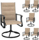 Patio Swivel Chairs Set of 6, Outdoor Dining Chairs with High Back, 360° Swivel Rocker Chair in All-Weather Padded Textilene & Metal Frame for Garden, Porch, Backyard, Balcony(Padded Brown)