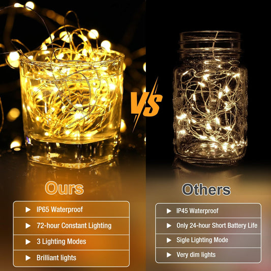 Fairdeer 20 Pack Fairy Lights Battery Operated - 7ft 20 Led Twinkle Lights 3 Modes, Bulk Mini String Lights Waterproof for Mason Jars Vases DIY Party Wedding Decoration Christmas - Warm and Cold White