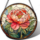 HWRHTR Stained Glass Window Hanging - Pink Peony Floral Suncatcher for Door Garden Yard Birth Flower Sun Catchers Decor Christmas Mother's Day Birthday Gifts for Women Mom Nana Wife Teacher 9.8 in