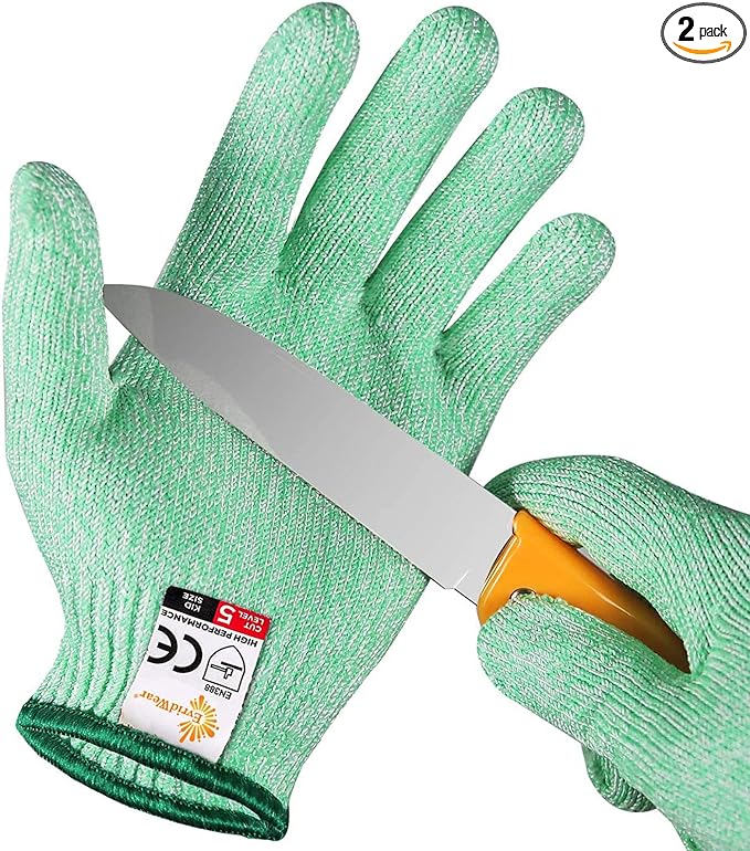 Evridwear Cut Resistant Gloves for Kids 10-13 Years, Level 5 Protection Cutting Gloves Food Grade for Cooking, Whittling, Wood Carving, Gardening and DIY