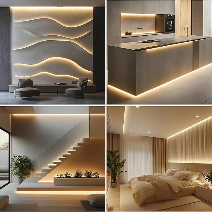 FluFlux COB LED Strip Lights 3000K, 330+LM/FT, 24V DC LED Tape Light with Strong VHB Backing, CRI 95, UL Listed, Cuttable, Linkable, Dimmable, 5W/FT for Bedroom, Kitchen, Cabinets (NO Power Supply)