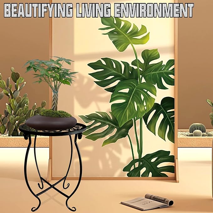 EKINIYAR Plant Stand Indoor Outdoor, Metal Plant Stand for Indoor Plants Iron Art Flower Pot Holder Stand Decoration Shelf Racks for Single Planter Use in Garden Patio Corner 2 Pack