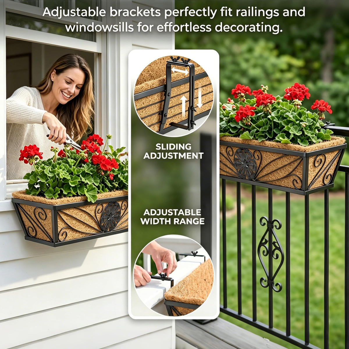 MUYEZHIYU 4 Pack 24 Inch Railing Planter Boxes