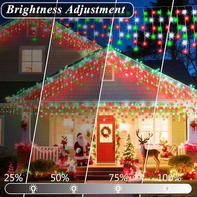 Pooqla Color Changing Icicle Lights with Remote, 35 Colors Christmas Icicle Lights, 300 LED 48FT RGB Waterproof Hanging String Lights for Roof Window Home Party Easter Valentine's Day Outdoor Decor