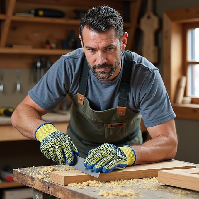 G & F Products 1670L Yellow Kevlar Knit Cut Resistant Work Gloves, Protective Gloves to Secure Hands From Scrapes, Cuts In Kitchen, Wood Carving, Carpentry & DEA