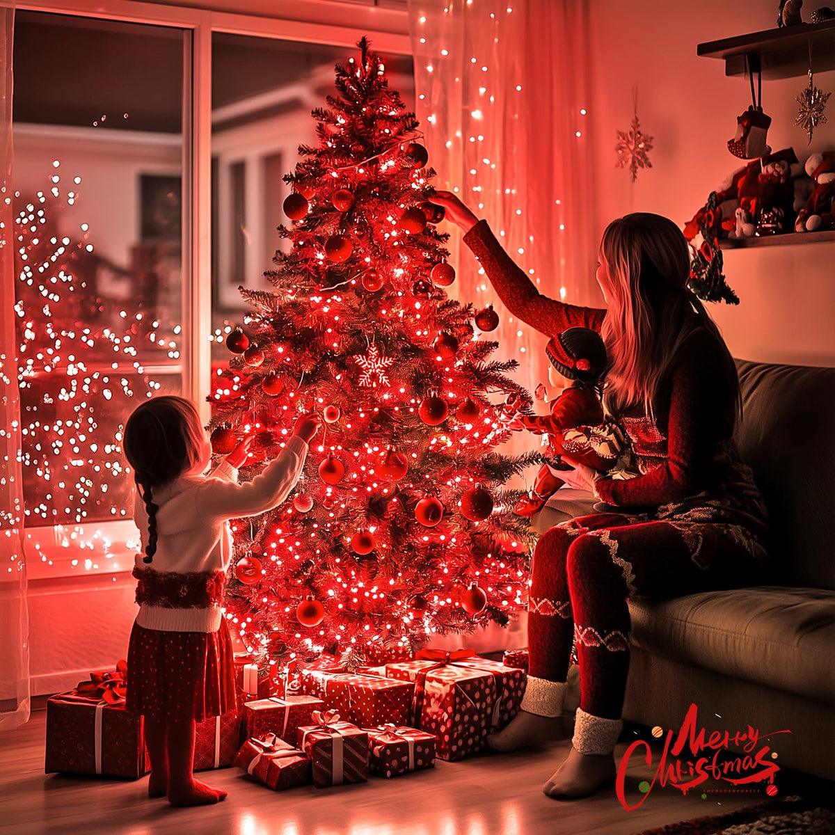 JMEXSUSS 400 LED Red Christmas Lights, 132ft String Lights Plug in