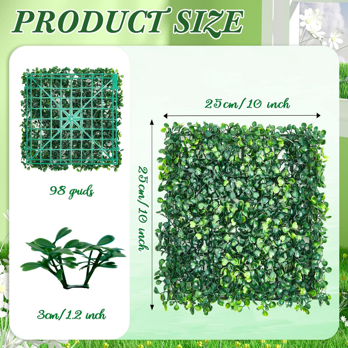 Crowye 36 Pcs 10 x 10 Inch Grass Wall Panel, Artificial Boxwood Wall Panels