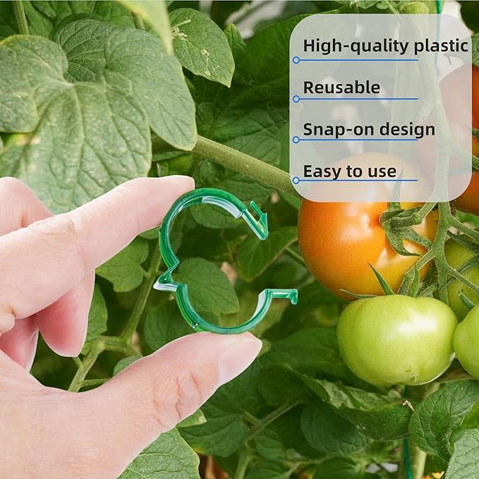 200 Pcs Plant Support Clips,Plastic Clips for Securing Plants,Tomato Vine Clips,Plant Fixing Clips,Garden Clips for Climbing Plants,Grape and Vine Vegetables (200, Green)