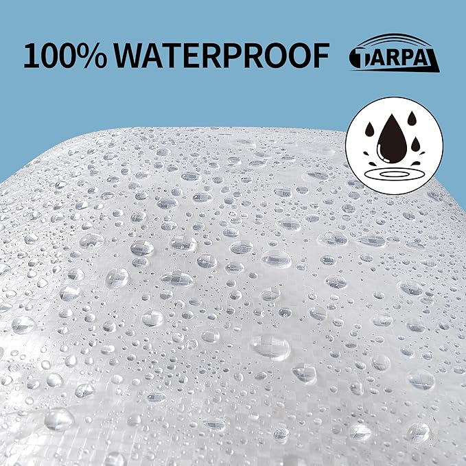TARPAL 8'x12' Semi Clear White Tarp Waterproof Green House Cover with Grommets 7.5mil Clear Poly tarps for Gardening,Farm, Garden,Chicken Coops，Outdoor