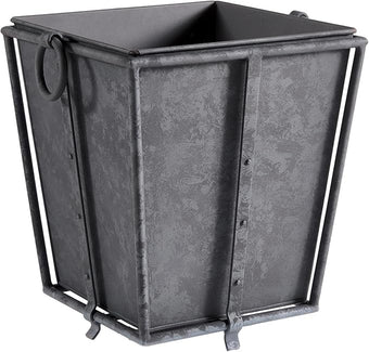 MY SWANKY HOME Large Minimalist Classic Metal Box Planters Liners Square Industrial Rivets Gray