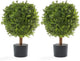 Artificial Plants Indoor Outdoor - Set of 2 Topiary Boxwood Trees – 24” High Pre-Potted Faux Trees - Plant Decor for Front Porch Home Office - Topiary Ball