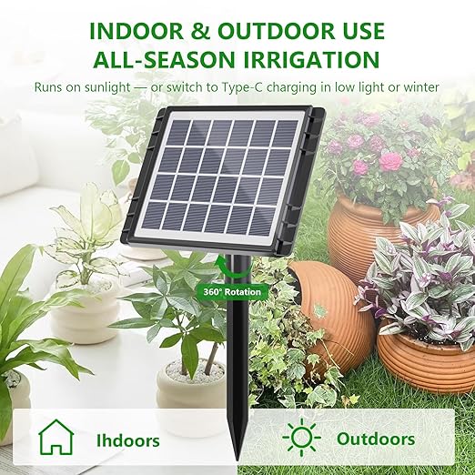 49FT Solar Drip Irrigation Kit with Digital Screen, Auto Watering Kit for 15 Pots, Solar-Powered Plant Watering,434 Timer Modes, 900ml/min Flow Indoor/Outdoor Garden, Balcony & Patio Irrigation System