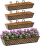 SPECILITE 30" Window Boxes Planters, Heavy Duty Metal Railing Planter Boxes, Adjustable Balcony Planters for Railing Hanging, with Coco Liner & Tool Set for Deck, Porch, and Patio Gardening (4 Pack)