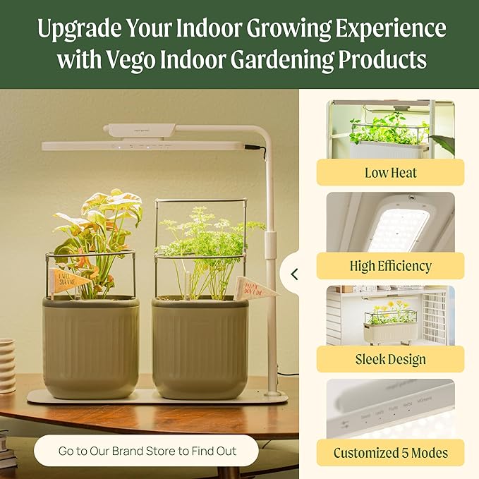 Vego garden Mini Planter Indoor Pots with Trellis Self-Watering Herb Countertop Planter for Climbing Vegetables Flowers Mint Plants Cage- Sage Green