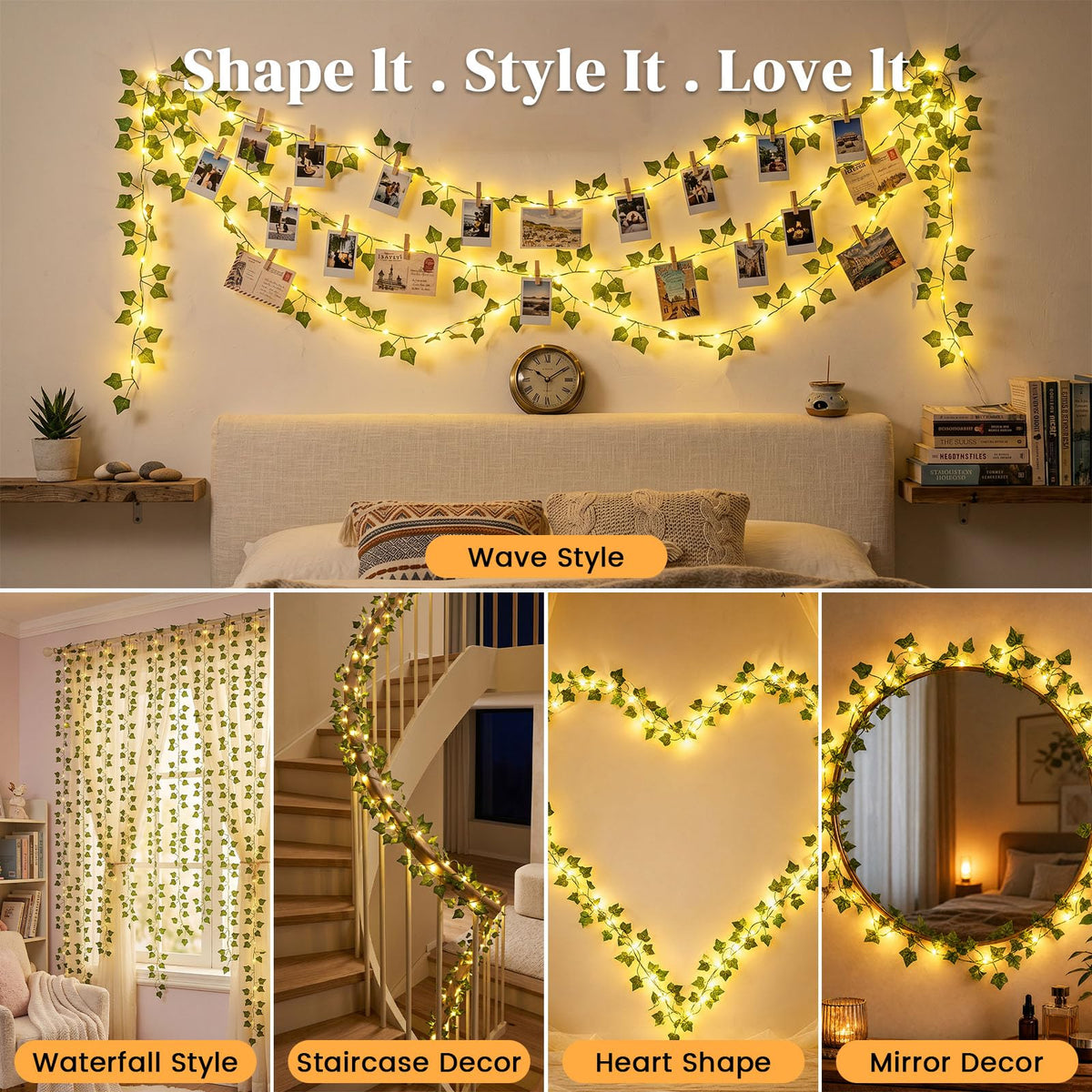 DomeStar 40 FT 120 LED Fairy Lights with Vines, Vines with Light, Curtain