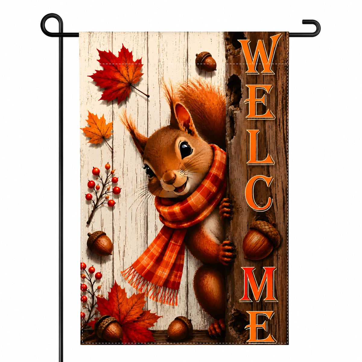Fall Decor - Squirrel Welcome Garden Flag | Thanksgiving Decorations