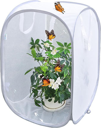 Pop-up Insect and Butterfly Habitat Cage Terrarium Clear Mesh Enclosure - 16" x 16" x 24"