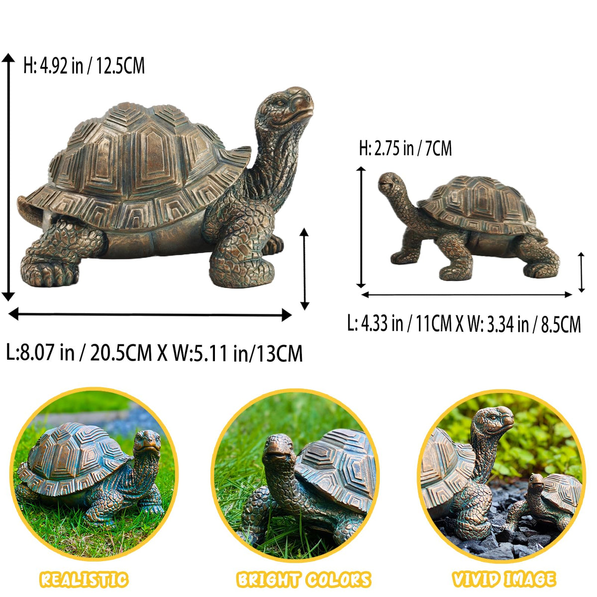 Brilliant Prospect 2 Pcs Outdoor Garden Turtle Statue, Mother and Baby Turtle Figurines for Garden, Patio, Lawn, Deck Decor, Resin Housewarming Gifts