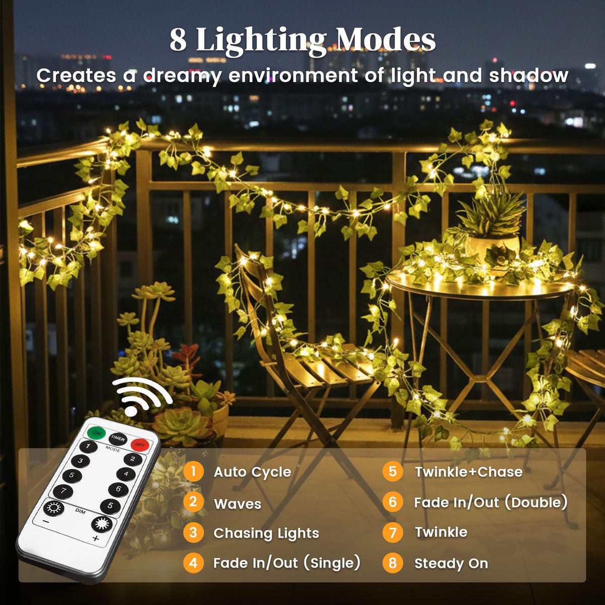 DomeStar 40 FT 120 LED Fairy Lights with Vines, Vines with Light, Curtain