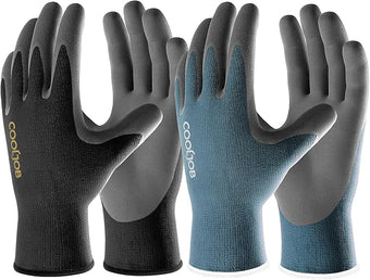 COOLJOB Micro-Foam Nitrile Safety Work Garden Gloves with Touchscreen Fingers, 6 Pairs Lightweight Working for Men’s Sweaty Hands, Non-slip Coated Grip Fits Most Tasks, Xlarge, Blue & Black