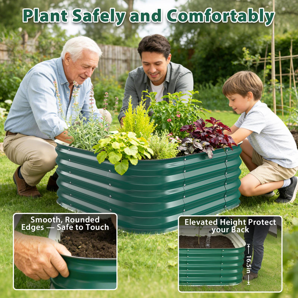 16.5" Deep Raised Garden Bed 2.3x2.3 ft for Vegetables, Herbs & Flowers