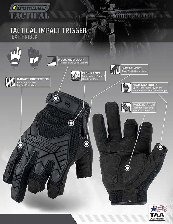 Ironclad IEXT-FRIBLK-02-S Tactical Framer Impact Black, Small