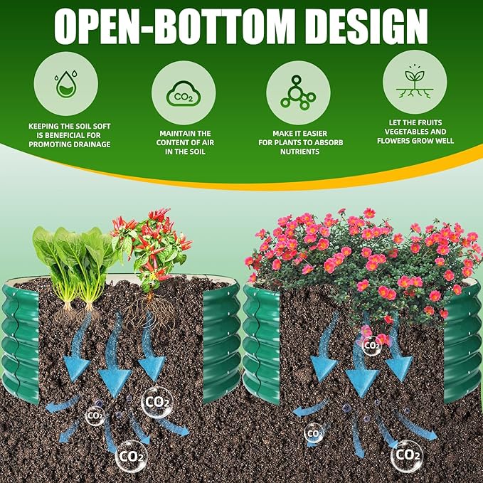 17" Tall Elevated Round Metal Rised Garden Bed- 3.3'x3.3' in Size and 0.8MM Thick Durable Planter Box for Vegetables Flowers Succulent at Patio/Garden Outdoor (Dark Green, 3.3FT Diameter)