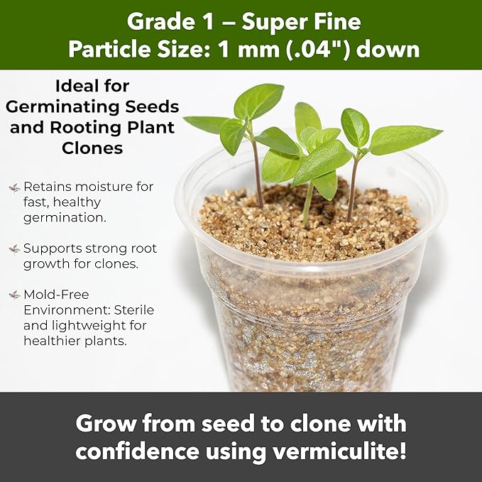 Organic Superfine Vermiculite for Indoor Gardening Plants and Mushrooms – Enhances Soil Aeration, Seed Germination, Rooting Cuttings – Small Packages and Bulk (Vermiculite Grade 1-Superfine,15 quarts)
