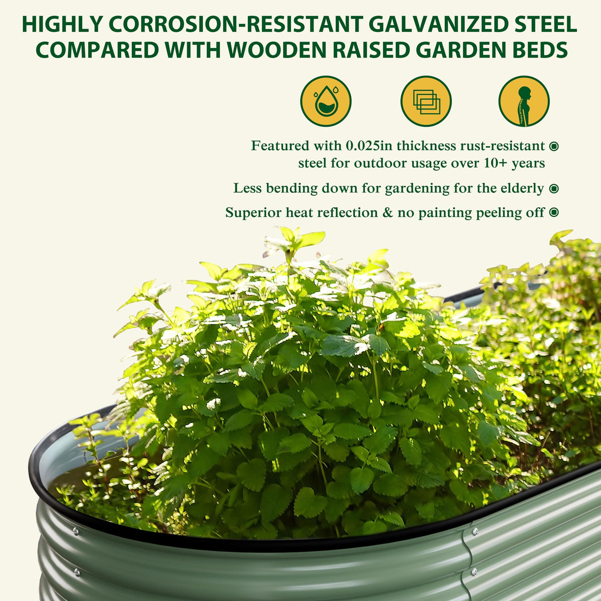 MUPATER 8x2x2ft Galvanized Raised Garden Bed, 9-in-1 Metal Planter Box
