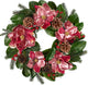 Briful 24in Christmas Magnolia Flower Wreath for Front Door Artificial Red Magnolia Floral Wreath with Pine Cones Berries Outdoor Christmas Wreath for Xmas Home Room Wall Window Mantle Decor