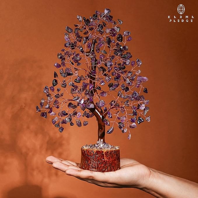 Crystal Tree of Life Amethyst Healing Crystal Trees for Home & Office Decoration, Handmade Crystal Money Bonsai Trees for Positive Energy, Good Luck, Christmas Decor, Birthday Gifts for Women, Mom