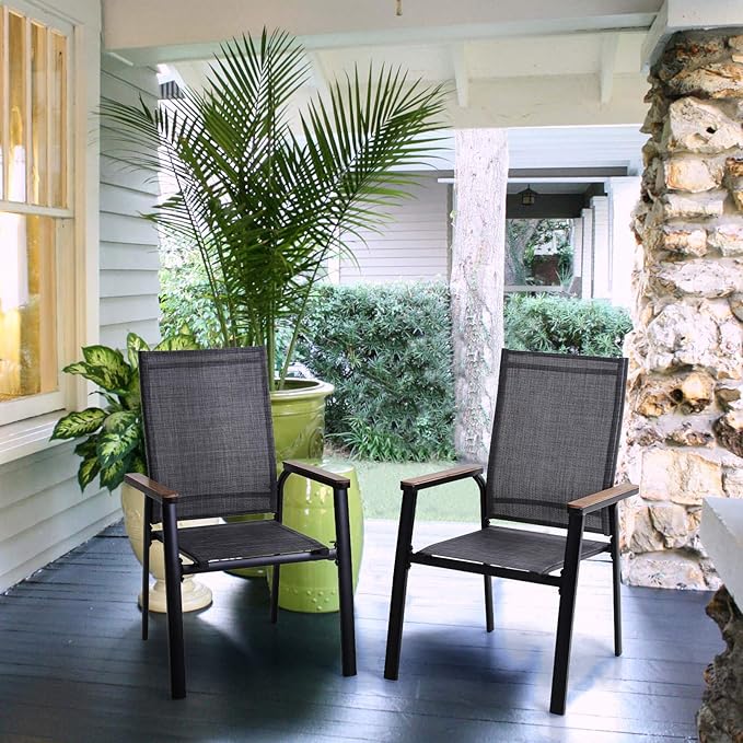 Sophia & William Patio Dining Chairs Set of 8 Aluminium Patio Chairs Lightweight Textilene Outdoor Dining Chairs Stackable for Lawn Garden Backyard Pool All Weather