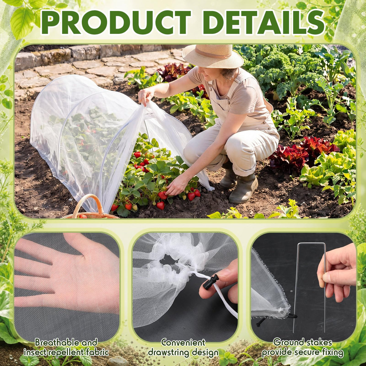GliCraft 3 Pack Garden Bed Cover Row Accelerator Plants Cover,White,4ft