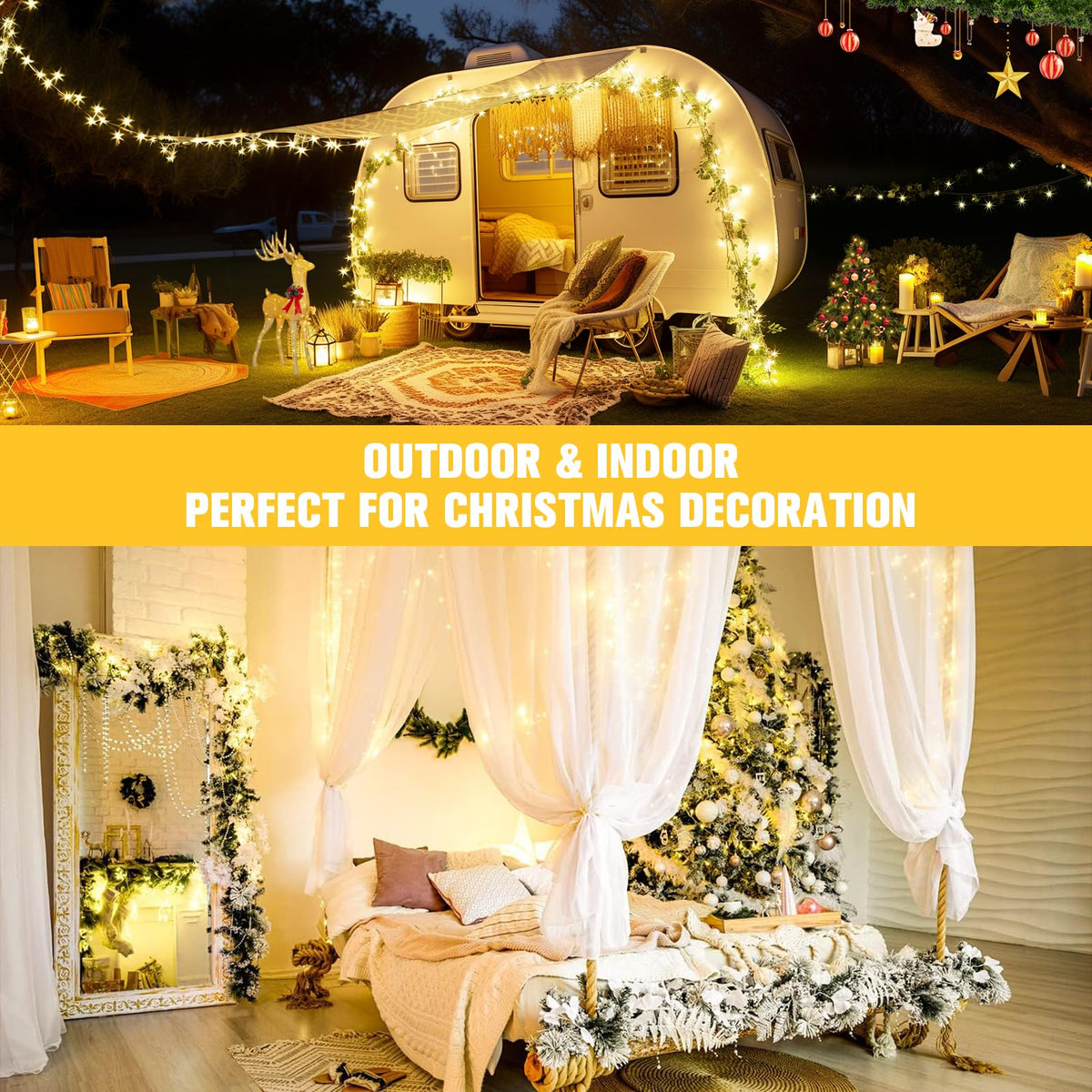 JMEXSUSS 4Pack Christmas String Lights Battery Operated with Remote Control