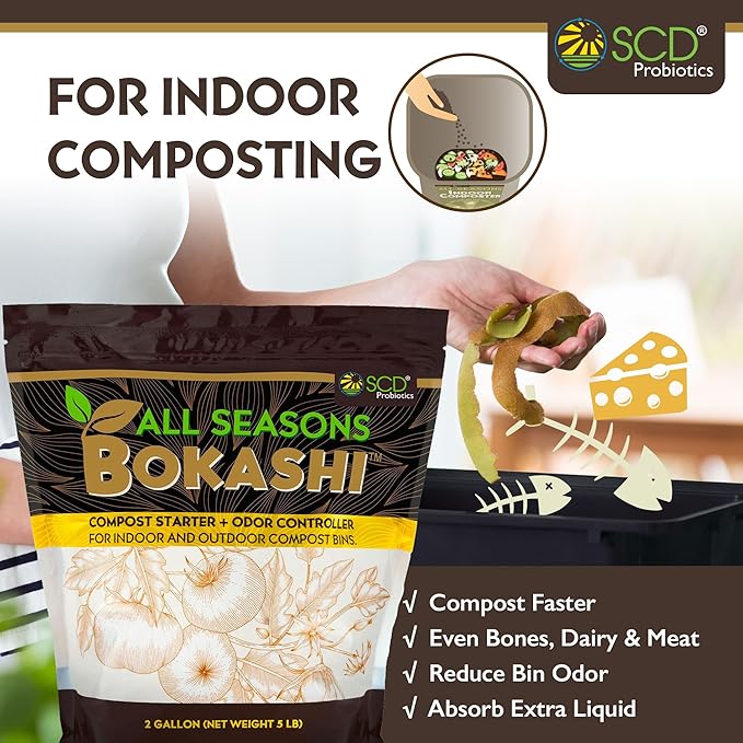 All Seasons Bokashi 5.5 lb Compost Starter - Dry Bokashi Bran for Kitchen Compost Bin, Composts Food, Garden and Pet Waste, Controls Bad Odors by SCD Probiotics