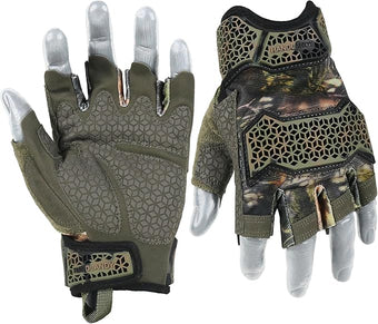 HANDLANDY Fingerless Work Gloves for Men, Padded Impact Tactical Mechanics Gloves, Grip Utility Trucker Driver Gloves (Camo- impact, Large (Pack of 1))