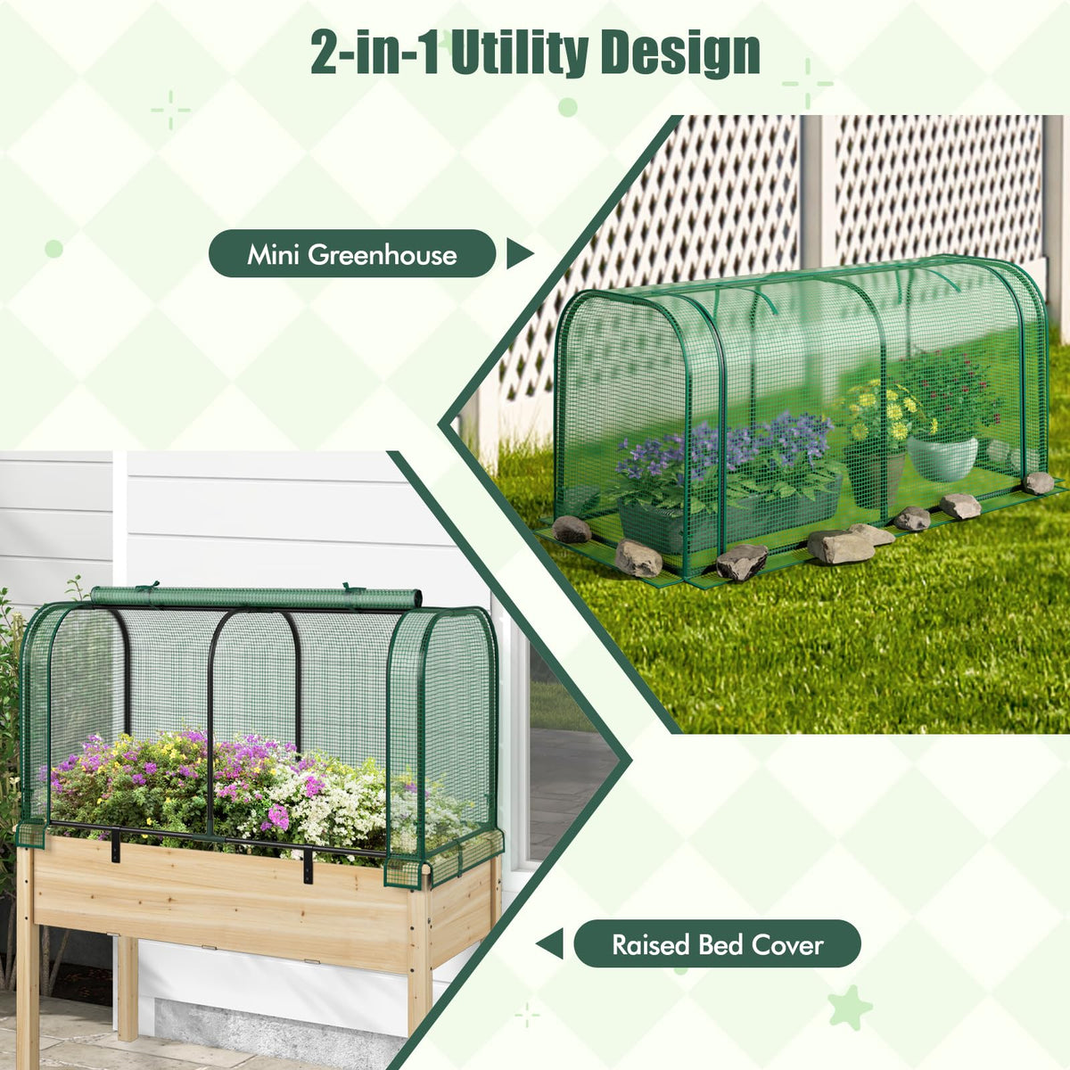 Happygrill Portable Mini Greenhouse with Waterproof Sun-Protective PE Cover