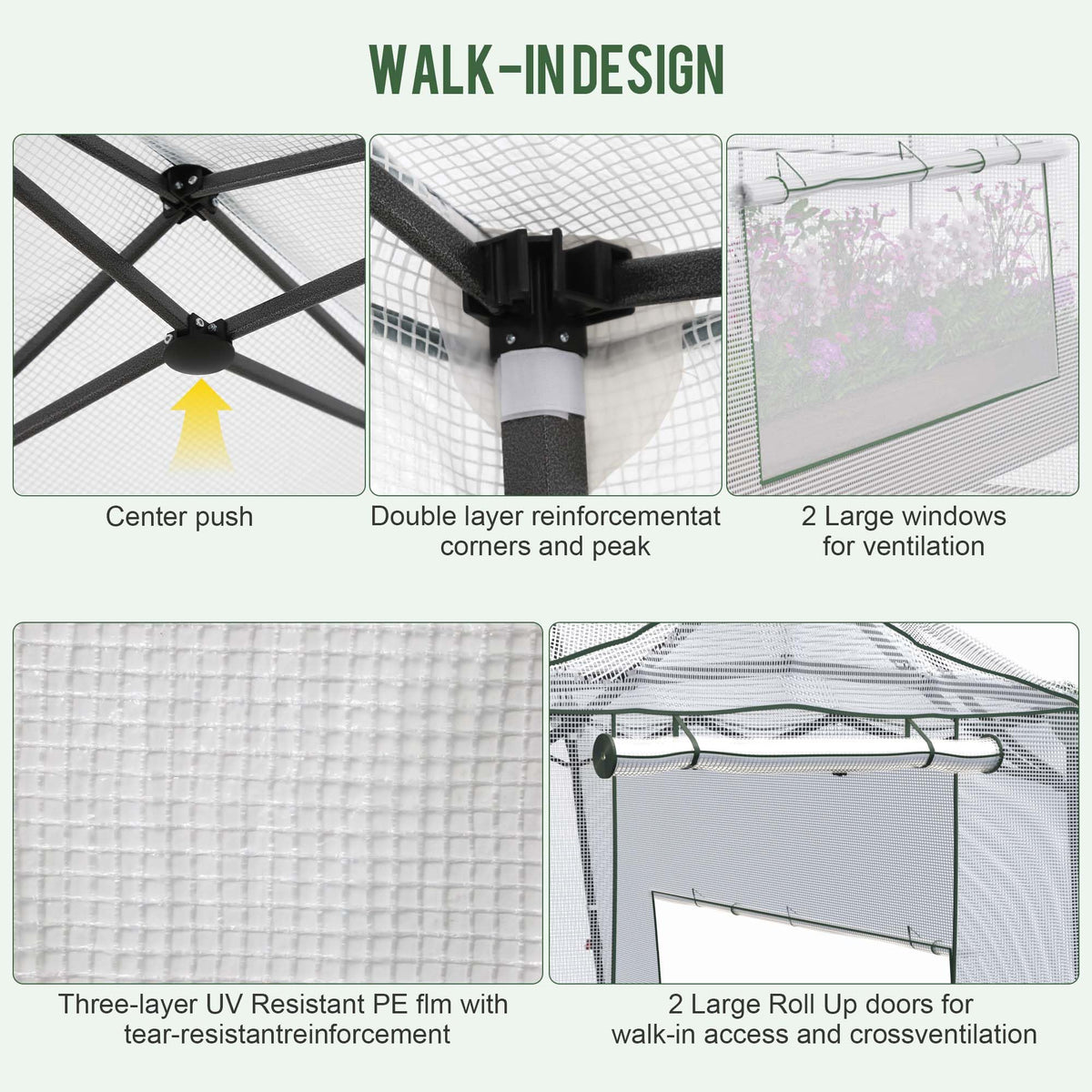 8.5 x 7 ft Pop-up Greenhouse, Walk-in Green House for Indoor Outdoor