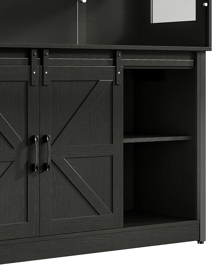 Herture 60 Gallon Reptile Terrarium with Stand, Terrarium Enclosure with Acrylic Doors, Storage Cabinet with Barn Door, Mesh Lid & Power Outlet – Vivarium Habitat for Medium Reptiles Black PX05RTB