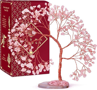 Rose Quartz Healing Crystal Tree of Life for Home and Office Decor, Positive Energy, Wealth, Good Luck, Reiki Healing Crystals and Stones, Handmade Feng Shui Decoration, Birthday Gifts for Women