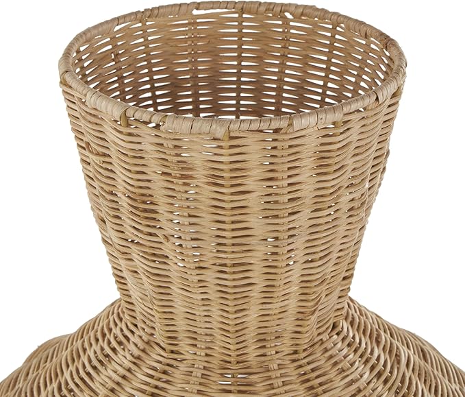 Deco 79 Rattan Handmade Decorative Vase Woven Tapered Fluted Centerpiece Vase, Vase for Home Decoration 10" x 10" x 18", Brown