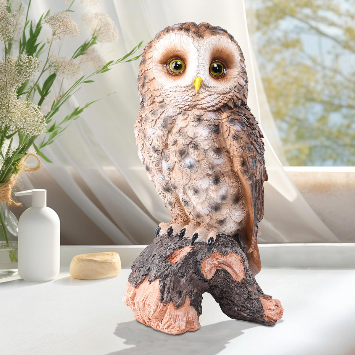 Owl Statue Outdoor, Resin Owl Garden Statues Owls Figurines Yard Decoration