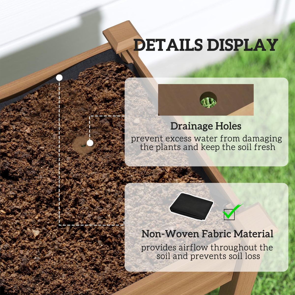Outsunny Raised Garden Bed with PE Greenhouse Cover 48x22x46 inch Brown